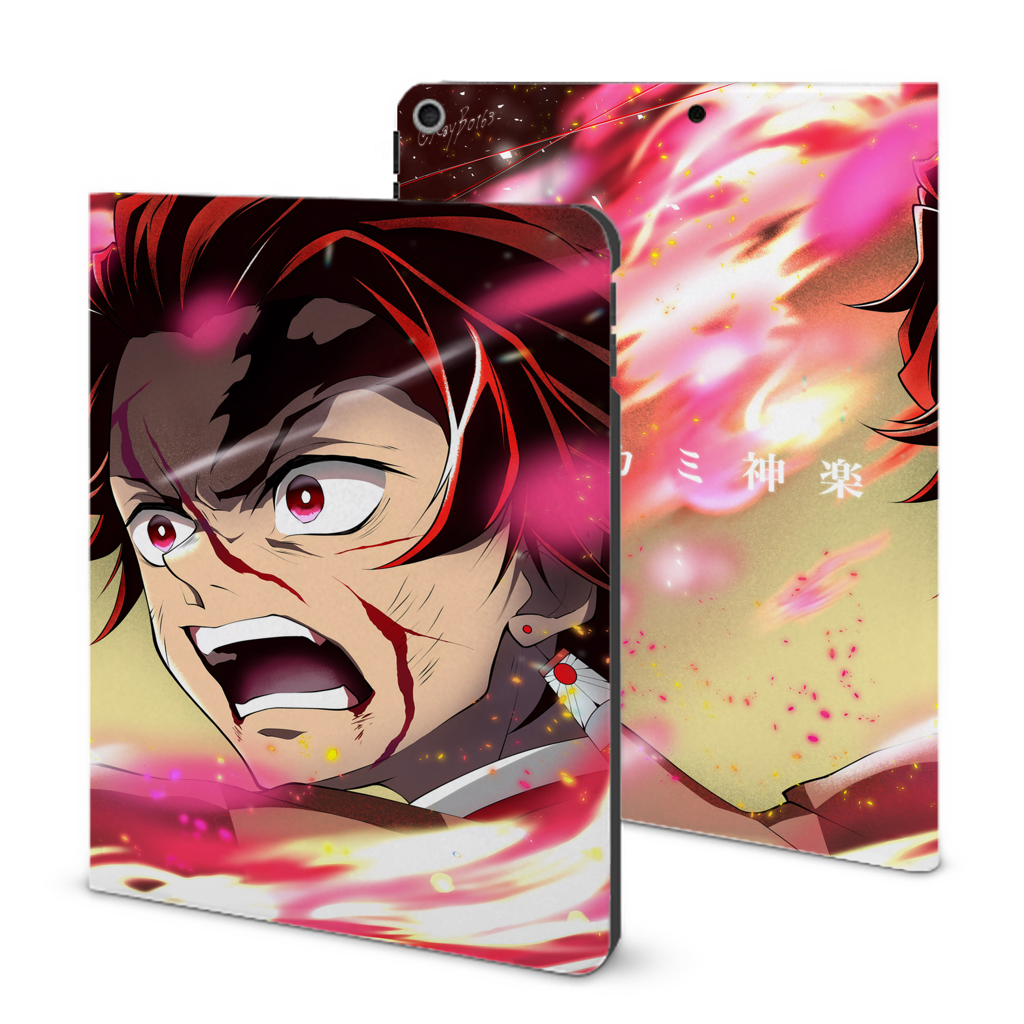 （画像用） 鬼滅の刃（きめつのやいば）竈門 炭治郎／かまど たんじろう Kamado Tanjirou IPad ケース ブック型 PUレザー TPU 耐衝撃 軽量 薄型 ペン収納なし 全面保護 IPad 各モデル対応